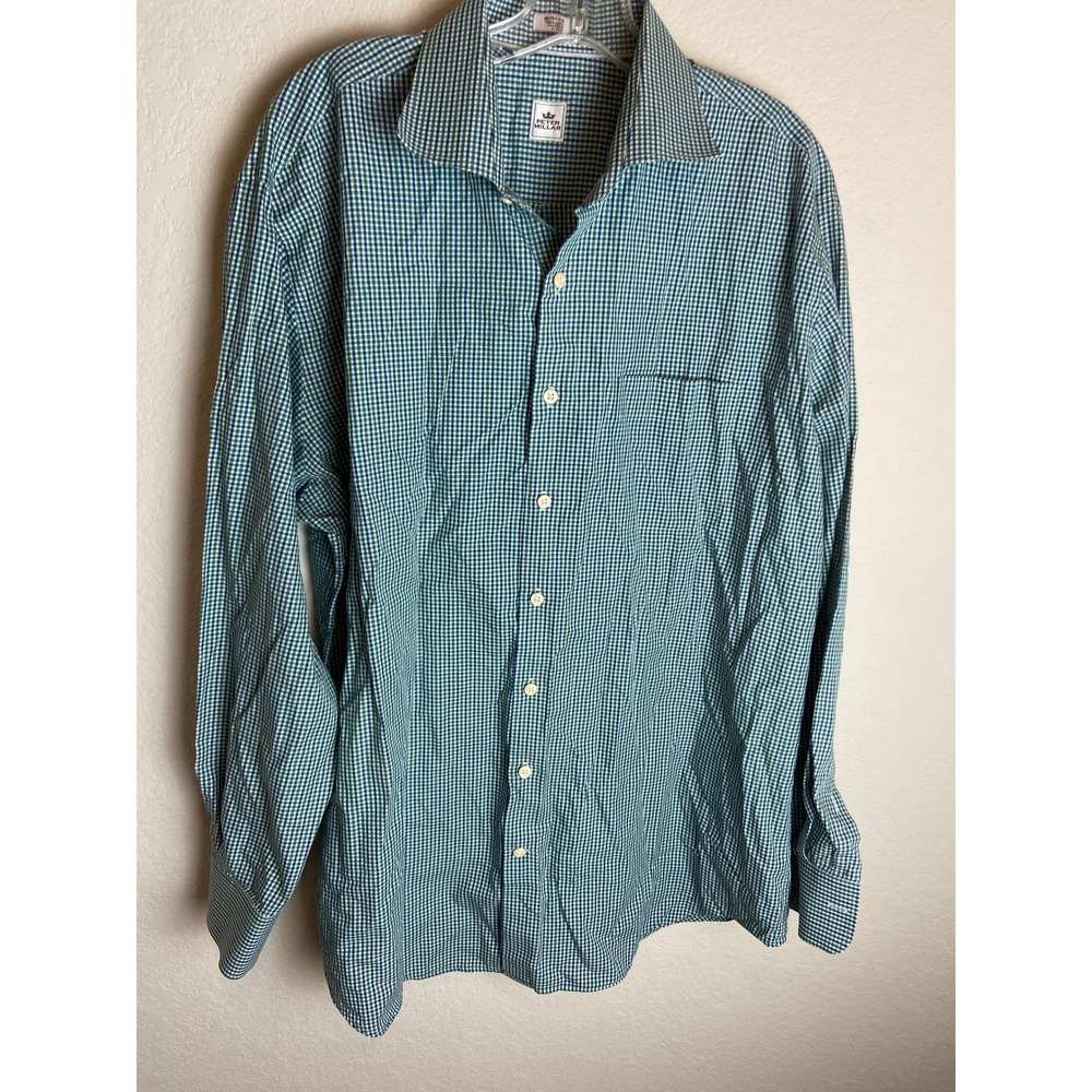 Peter Millar Mens Extra Large Gingham Checkered Long Sleeve Button Down Shirt XL